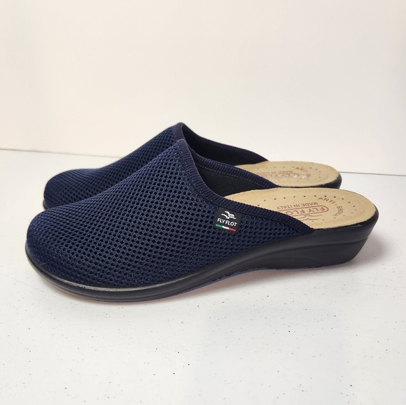 Fly Flot Women's Blue Mesh Anti-Shock Anatomic Wedge Mule Clogs Shoes Size 39 8 - Picture 1 of 6